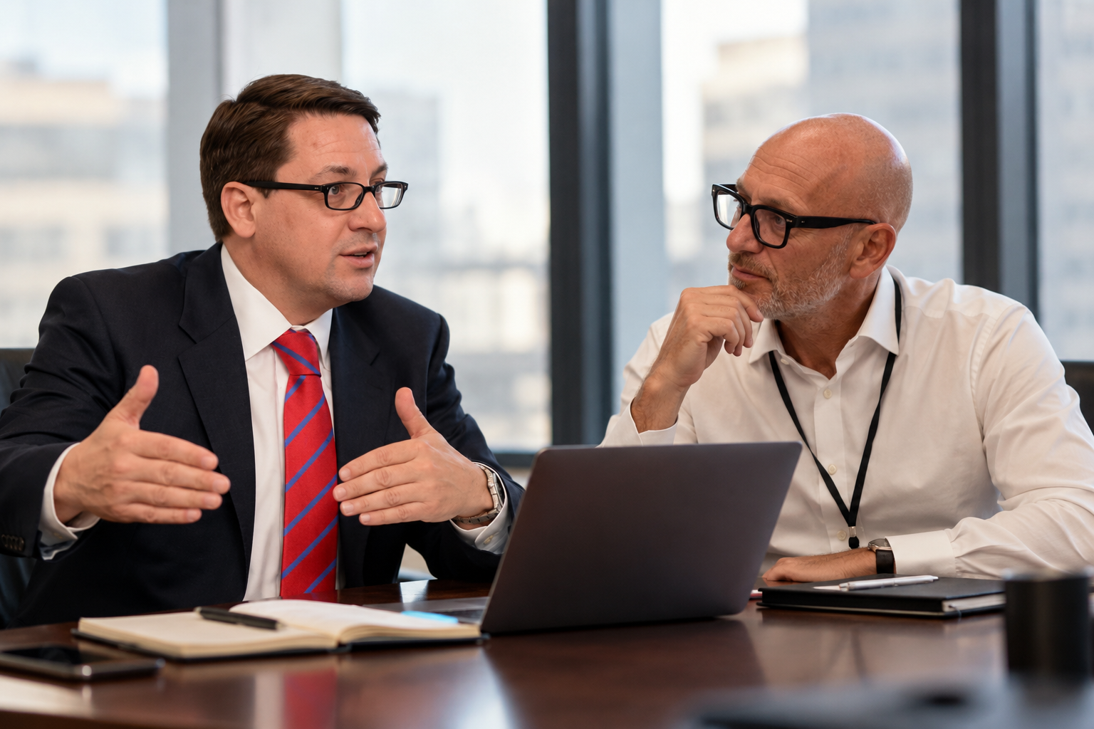 Senior executives from VerityX and RiskCapCom in discussion